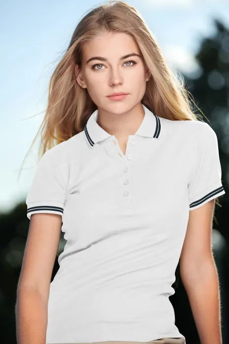 Dāmu kontrasta polo krekls, balta
