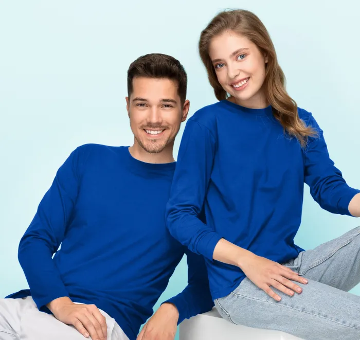 Viegls T-krekls ar garām piedurknēm, karaliski zils