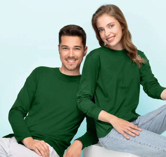 Viegls T-krekls ar garām piedurknēm, pudele zaļa