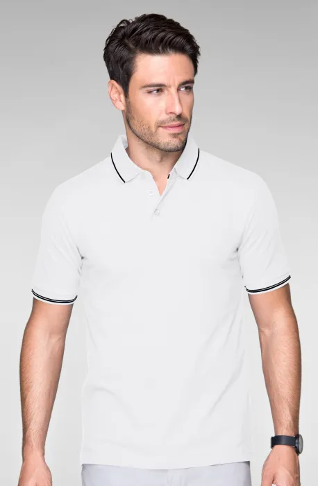 Vīriešu kontrastējošs polo krekls, balta Vīriešu kontrastējošs polo krekls, balta