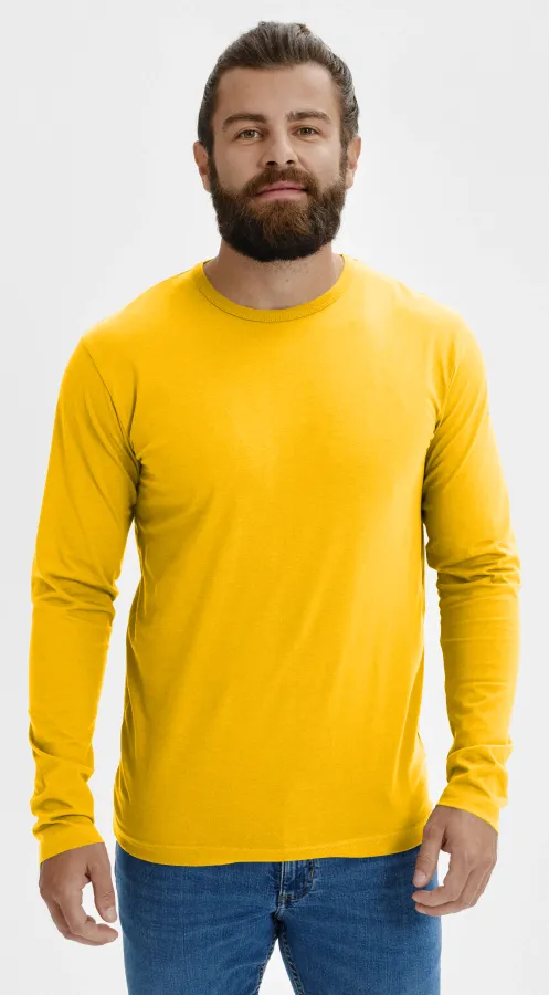 Vīriešu T-krekls ar garām piedurknēm, dzeltens Vīriešu T-krekls ar garām piedurknēm, dzeltens