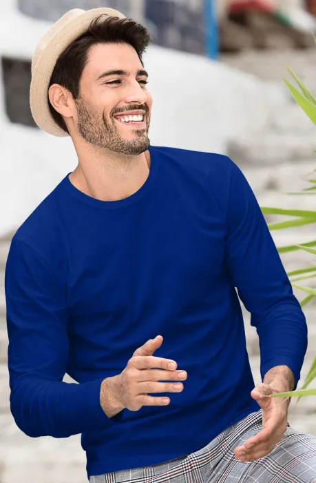 Vīriešu T-krekls ar garām piedurknēm, karaliski zils