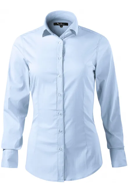 Dāmu blūze ar garām piedurknēm slim fit - gaiši zils, S