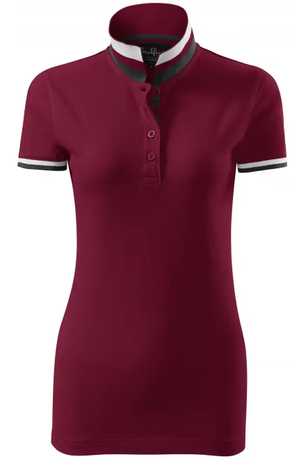 Dāmu polo krekls ar apkakli uz augšu - garnet, M