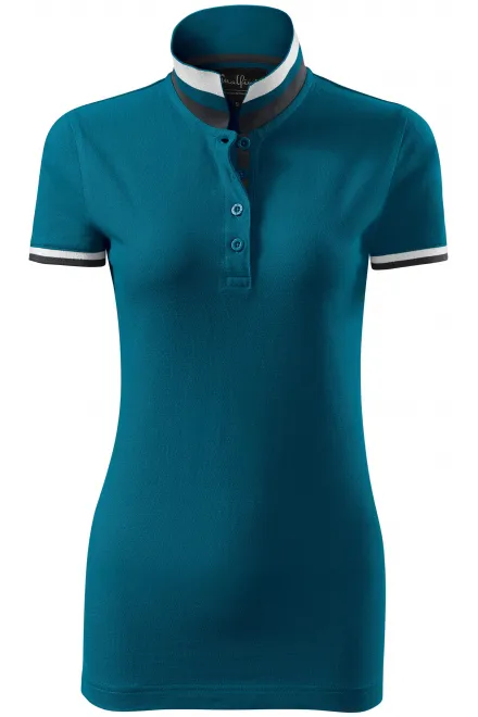 Dāmu polo krekls ar apkakli uz augšu - petrol blue, M