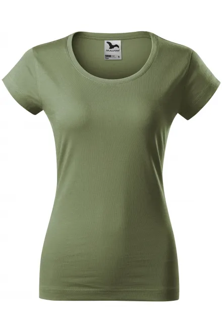Dāmu slaids fit krekls ar apaļu izgriezumu - khaki, XS