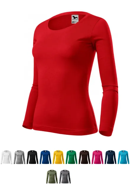 Sieviešu T-krekls ar garām piedurknēm, sarkans