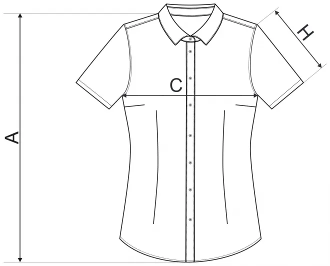Dāmu blūze Slim fit - izmēru tabula