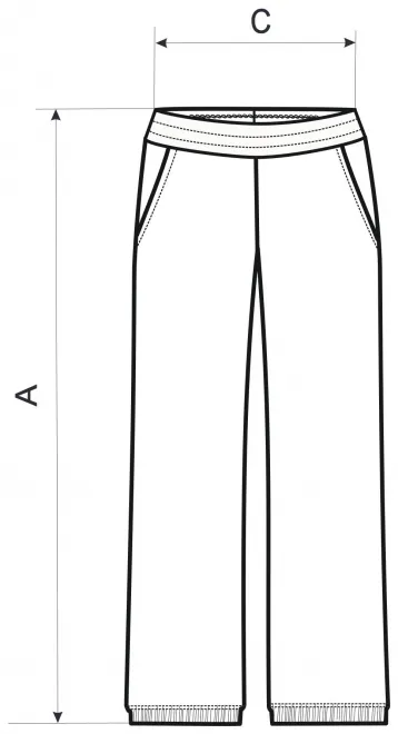 Dāmu sporta bikses ar kabatām - izmēru tabula