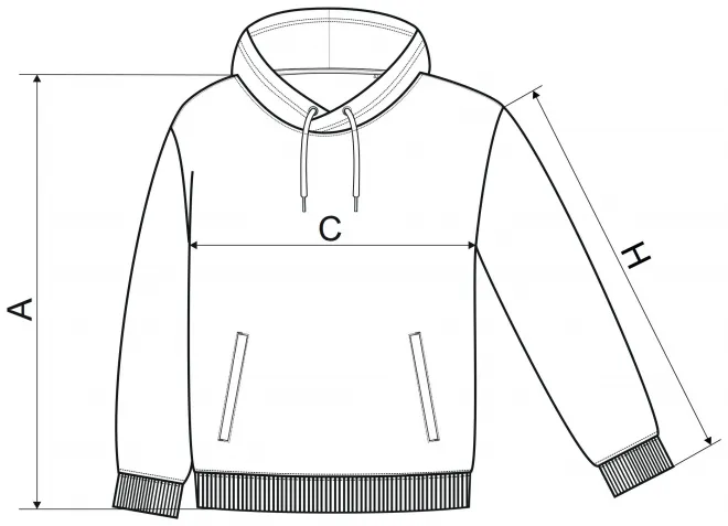 Ērts vīriešu kapuci - izmēru tabula