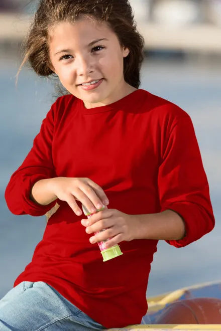 Bērnu T-krekls ar garām piedurknēm, sarkans