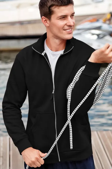 Vienkāršs vīriešu sporta krekls bez kapuces, melns