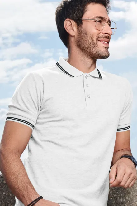 Vīriešu kontrasta polo krekls, balta