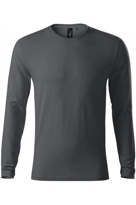 Pieguļošs vīriešu T-krekls ar garām piedurknēm - gaiši pelēks, L