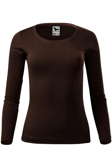 Sieviešu T-krekls ar garām piedurknēm - kafija, XS