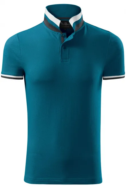 Vīriešu polo krekls ar apkakli uz augšu - petrol blue, XL