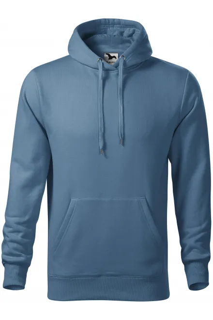 Vīriešu sporta krekls ar kapuci bez rāvējslēdzēja - denim, S